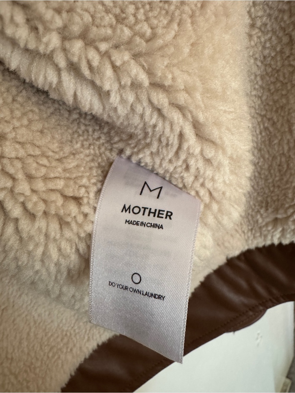 MOTHER Trapper Keeper Faux Shearling & Suede Brown & Cream Bomber Jacket Med. - Picture 8 of 10